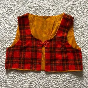 Vintage Plaid Red Mini Vest